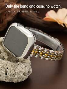 1条可调节14毫米银色和金色金属表带，兼容 38毫米、40毫米、41毫米、42毫米、44毫米、45毫米、46毫米、49毫米，时尚优雅的女士智能手表配件，表带和保护壳，TPU软屏幕保护膜，适用于 Ultra 3/2/1 SE S11/S10/S9/S8/S7/S6/S5/S4/S3/S2/S1 - 銀間金色 - 查看 5