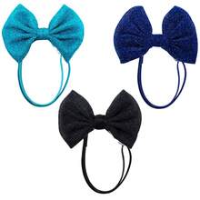 3Pcs Random Color Shiny Fabric Bow Pet Headband, Adjustable Bow Hair With Hat, Cat And Dog Dressing Supplies, Essential For Holiday Cute Pet Dressing Up, Puppy Keep Cute Must Have, Decorative Photography Is Super Eye-Catching, Soft And Skin Friendly Without Compromising The Head, Cachorro Feliz Decoration - Black - View 7