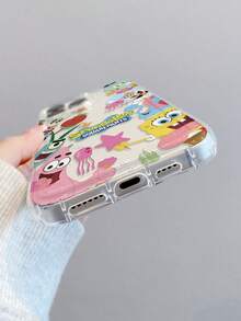 SPONGEBOB 1 pieza Funda de teléfono con cojín perforado y amortiguación, con diseño de personajes de dibujos animados de moda como Estrella, Bob Esponja, Calamardo, Sr. Cangrejo, adecuada para Samsung/Apple 17/16/15/14/13/12/11 Pro Max/12 Pro/14 Plus y otros modelos - Multicolor - Ver 5