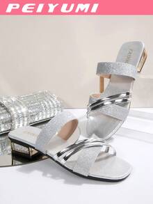 PEIYUMI New Summer Women's Criss-Cross Sandals, Fashionable & Elegant Beach Casual Versatile, Available In Gold And Silver - Silver - View 3