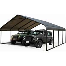20x20 FT Heavy Duty Metal Carport With Galvanized Steel Roof & Frame - All-Weather Portable Garage Shelter 2, Boat Cover & Yard - 20x30英尺 - 查看 8