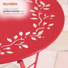 Conjunto de mesa y sillas plegablesAlpine Corporation Juego de Bistró de 3 Piezas para Interiores/Exteriores con Mesa y Sillas Plegables Asientos de Patio Rojo - ROJO - Ver 6