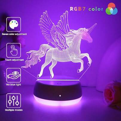 1pc 3D Creative Desktop Decor Atmosphere Lamp, 3 Color/7 Color Touch/Crack 7 Color Touch Night Light, Christmas, Thanksgiving Gift For Family, Friends, USB Powered, Bedroom, Living Room Atmosphere Lamp, Thanksgiving, Christmas, Birthday, Valentine's Day, Mother's Day, Holiday Gift Lamp, Suitable For Home Decor Atmosphere, Celebrate Holiday Mood Decor Small Night Light, USB Powered, Soft Lighting And Sleep Night Light