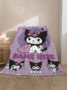 SANRIO 1 buah Selimut Flanel Bertema Kuromi, Nama Dapat Disesuaikan, Gaya - Cocok untuk Semua Musim, Lembut, Sempurna untuk Sofa, Luar Ruangan - Hadiah Ulang Tahun dan Liburan yang Ideal untuk Keluarga dan Teman - MultiWarna - View 5