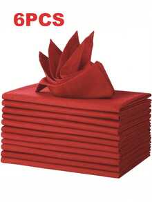 2/6/12条装圣诞装饰餐巾，加厚防皱纯色布餐巾，适用于节日派对和宴会