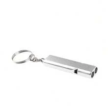 1pc 160dB Dual Hole Aluminum Alloy Survival Whistle Keychain - Fashionable Black, PU Coated, Non-Fading, Suitable For Camping, Hiking, Mountaineering, Outdoor, Adventure, Trekking And Emergency Rescue, Stylish Punk Style, Emergency Gear, Camping Accessories, Camping Supplies, Gift For Men, Birthday Gift - Multicolor - View 7