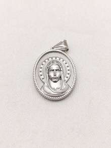 1pc Vintage Style Stainless Steel Multi-Element Portrait Pendant, Versatile DIY Jewelry Accessory - Silver - View 17