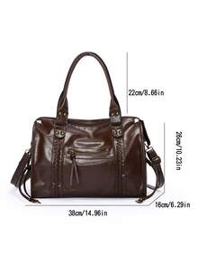 2025 New Women's Bag, Y2K Retro Motorcycle Bag, Soft Leather Large Capacity Tote Bag, Wasteland Style Shoulder Bag, Women's Shoulder Crossbody Bag, Super Soft Fabric - Coffee - View 12