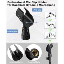 Desktop Mic Stand Portable Foldable Tripod With Mic Clip Holder Adjustable Microphone Stand For Dynamic Microphone. - Black - View 5