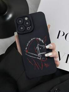 1pc Black Horse Logo Design Phone Case Compatible With IPhone 11, 11 Pro, 11 Pro Max, 12, 12 Pro, 12 Pro Max, 13, 13 Pro, 13 Pro Max, 14, 14 Pro, 14 Plus, 14 Pro Max, 15, 15 Pro, 15 Plus, 16, 16 Pro, 16 Pro Max, 16 Plus, 17, 17 Pro, 17 Air, 17 Pro Max - Black - View 2