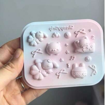 Rabbit & Four-Leaf Clover Resin Casting Mold, Silicone Mold Accessories, Resin Liquid Mold, Resin Keychain Silicone Mold, Resin Mold