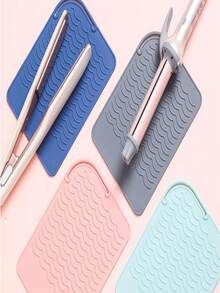 1 pieza Alfombrilla de silicona grande y resistente al calor, adecuada para rizador, plancha de titanio y cerámica, y otras herramientas de peinado, con almohadilla aislante y bolsa de almacenamiento, diseño 2 en 1, previene quemaduras - Multicolor - Ver 8