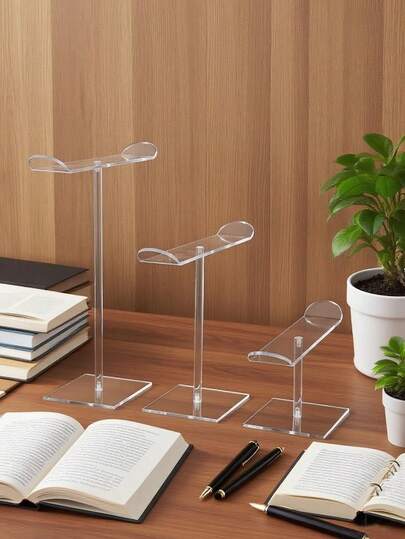 1pc Acrylic Transparent Headband Display Stand, Jewelry Organizer Rack For Necklaces, Bracelets, Hair Accessories, Minimalist Tabletop Holder For Livestream, Makeup Vanity, Clear Lightweight Display Stand Designed To Showcase Headbands, Jewelry, Hair Accessories And Small Items With A Minimalist, Clutter-Look; Perfect For Live Streams, Vanity Desks, Storefront Counters, Photo Shoots, And Boutique Displays; Helps Organize Necklaces, Bracelets, And Accessories While Enhancing Bright Product Photography And Shopper Appeal