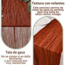 2PCS Camino Mesa Plisado 90*300cm Camino de Mesa Bohemio Adecuado para Bodas Festivales Decoración de Restaurantes Familiares Camino de Mesa Navideño - Rojo - Ver 5
