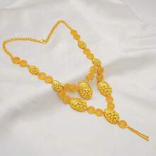 Dubai 24K Golden Plated Jewelry Set Women's Banquet Wedding Big Necklace Set - BJ1052Q6 - View 3