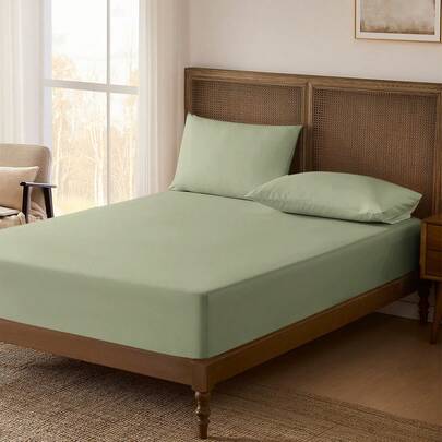 1 pezzo Lenzuolo con angoli di colore verde menta, protettore per materasso, coprimaterasso per letto, lenzuolo, morbido e traspirante, adatto a letti di tutte le misure - singolo, matrimoniale, king, queen. Lenzuolo con tasca profonda fino a 30 cm, per camera da letto, biancheria da letto per il ritorno a scuola