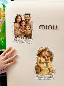 Customized Cartoon Acrylic Family Photo Magnet, Personalized Fridge Sticker, Photo Gift For Wedding Engagement Birthday And Anniversary, Couple Gift, Unique Gift - C-cartoon Fridge Magnets - View 3