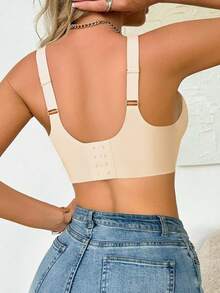 1pc Casual Comfortable Green Wireless Seamless Bra For Women - Champagne - View 3