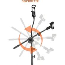 Microphone Stand Floor Foldable Mic Stand Heavy Duty Tripod Boom Arm With 2 Screws Adapter 2 Mic Clips 2 Foam Covers And Carrying Bag For Singing Karaoke Stage HLS02 - IPAD Clip + Gooseneck - View 7