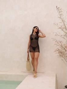 Short Tulle Beach Vacation - màu đen - Xem 4