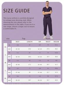 cimmuovere Parte superior de manga corta con cuello en V y múltiples bolsillos, y pantalones lisos de pijama médico para hombres. Uniforme de enfermería para dentistas, personal de salud, veterinarios y laboratorios - Morado - Ver 11