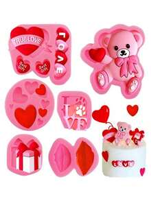 3 piezas/1 pieza Moldes de silicona para el Día de San Valentín, moldes de chocolate, moldes de helado, moldes de pastel, moldes de galletas, decoraciones de repostería DIY, adecuados para fiestas festivas, aniversarios, decoraciones de repostería y fiestas de cumpleaños. - Multicolor - Ver 1