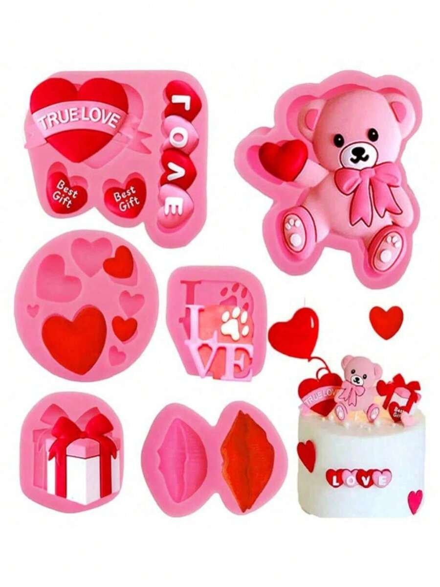 3 piezas/1 pieza Moldes de silicona para el Día de San Valentín, moldes de chocolate, moldes de helado, moldes de pastel, moldes de galletas, decoraciones de repostería DIY, adecuados para fiestas festivas, aniversarios, decoraciones de repostería y fiestas de cumpleaños. - Multicolor - Ver 1