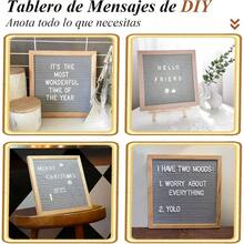 2 PCS Pizarrón con Letras Para MensajesTablero de Letras de Fieltro Con Soporte Letrero Letras Intercambiables 390 En Total Para Fotografía Creativa Registros Diarios Decoración del Hogar Gris - gris - Ver 6