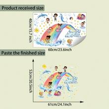 1pc Whimsical Underwater World Wall Decal - Colorful Waves And Friendly Whales, Removable Wallpaper, Suitable For Children's Room And Nursery Decor; Educational Ocean Theme Wall Sticker - Vibrant Whale And Wave Decal Set, Self-Adhesive Decoration For Kindergarten And Playroom; Dreamlike Ocean Mural - Playful Whales Swimming In Rainbow Waves, Peel And Stick Wall Decal - Multicolor - View 8