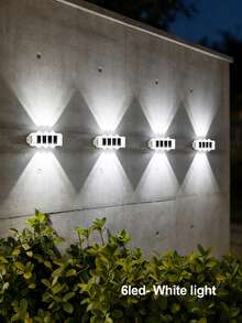 4 sztuki zasilanych energią słoneczną lamp ściennych LED 3/6/8 o podwójnym kierunku świecenia w kształcie diamentu, nowoczesne oświetlenie ogrodowe, wodoodporne oświetlenie ogrodzeń tarasowych, odpowiednie do nowoczesnych oświetleń nocnych, dekoracja ogrodzeń tarasowych, stałe oświetlenie w deszczową pogodę - Biały - Zobacz 8
