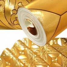 Luxury Gold Foil Mosaic Square Lattice Background Flicker Wallpaper Gold Leaf Wallpaper Modern Roll hotel Ceiling decorative Wallpaper Roll Pale Gold Color - color dorado pálido - Ver 1