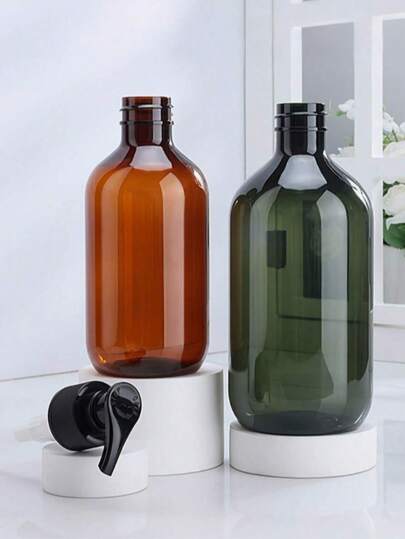 1pc 300/500ML Reusable Soap Dispenser, Plastic Amber Color Pump Bottle, Bathroom Liquid Soap & Foam Bottle, For Shampoo, Body Wash, Conditioner, Hand Wash, Unscented, Latex-Free, For Shampoo, Wash Liquid, Gel, Cosmetics, Bathroom Container