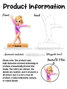 Personalized Acrylic Gymnastics Girl Figurine, Customizable With Name And 2026 Cute Cartoon Gymnast Doll, Meaningful Children's Achievement Commemorative Gift, Suitable For Daughter Or Young Athlete, Can Be Placed In Room, Desk, Or Bookshelf As Home Decor. Personalized Acrylic Gymnastics Girl Figurine, Customizable Gymnastics Acrylic Figurine.,Garden Decor - Multicolor 3 - View 4