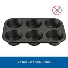 1个特大/标准尺寸6杯纸杯蛋糕模具，优质大号烘焙纸杯蛋糕模具，不粘加厚碳钢特大纸杯蛋糕模具 - 黑灰色 - 查看 9