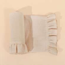 1 chiếc chăn quấn em bé bằng cotton nguyên chất mềm mại và thoáng khí, màu trơn với viền xếp ly, phù hợp cho cả bé trai và bé gái, tuyệt vời để sử dụng hàng ngày và làm quà tặng ngày thiếu nhi. - Nhiều màu - Xem 4