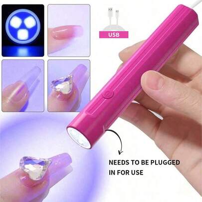 【无需电池】便携式美甲LED灯笔，迷你美甲烘干灯，适用于假指甲，单指烘干，适用于手指甲、脚趾甲、凝胶指甲油等。
