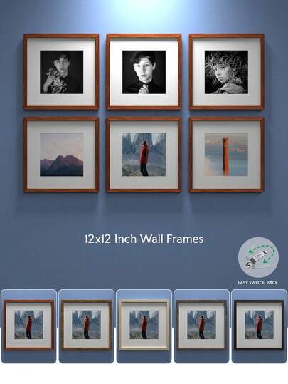 12x12" Wall Picture Frames For Collage Gallery, Black/Grey/Oak/Reddish-Brown 30x30cm Photo Frames For Diamond Painting, Classic/Retro/Simple/Cottagecore/All-Match, Photo Frames