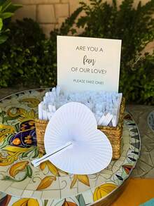 4支/套 优雅心形婚礼折扇，心形折纸设计，装饰纸折手扇，适用于婚礼宾客装饰、新娘摄影、派对回礼、接待和仪式用品、婚礼配饰 | 优雅手扇 | DIY纸艺扇 心形装饰扇 夏季纸扇 最佳生日礼物 - 彩色 - 查看 5