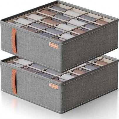 Organizador de Cajones 2 Pack Organizadores de Cajones de Calcetines Underwear Organizer Drawer Caja De Almacenamiento Plegable Multifuncional para Calcetines Lazos Bufandas Mallas