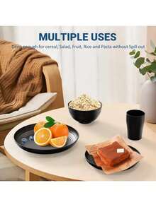 32pcs Dinnerware Sets For 8, Plastic Plates And Bowls, Includes Dinner Plate, Dessert Plate, Cereal Bowl, And Cup, Unbreakable Plastic Cutlery For Outdoor Camping, Black, Suitable For Home Kitchens And Outdoor Camping - 黑色 - 查看 2