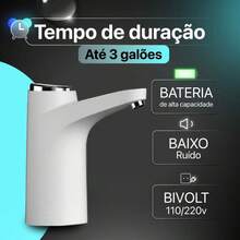 Bomba Elétrica Universal com Carregamento USB para Galão Garrafão de Água - ALEATORIO - Visão 8
