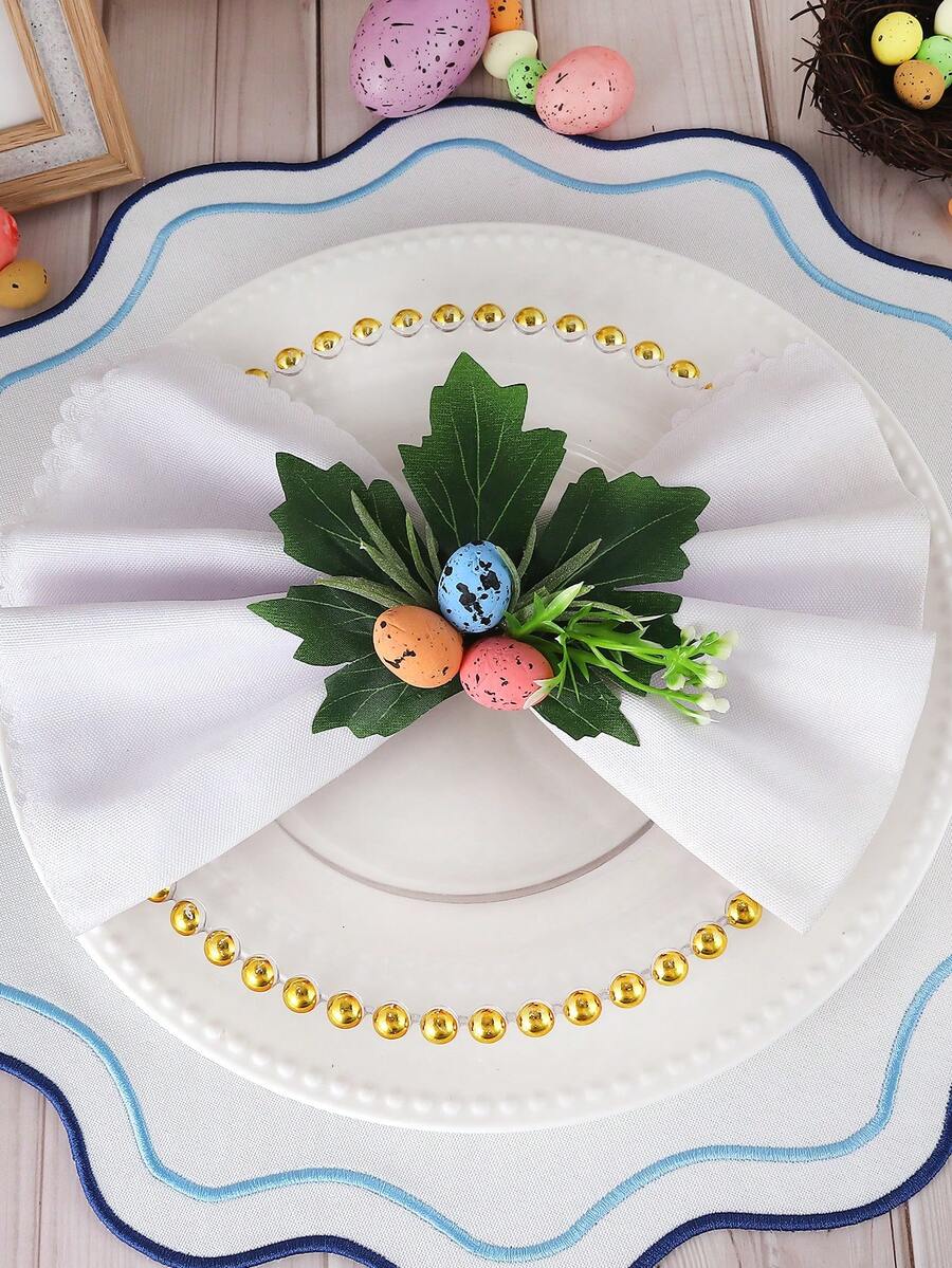 1/4pcs Easter Maple Leaf Napkin Rings, Napkin Holders, For Easter Table Decoration - Multicolor - View 1