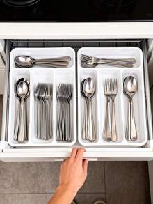 1件装厨房收纳整理架，餐具架，抽屉分隔式银器收纳盒，橱柜内刀叉筷子架，扁平厨房用具收纳架，餐具筷子收纳盒，刀叉勺子分隔托盘