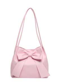 Pink Tote Bag For Women, Fashionable Large Capacity Handbag With Bowknot Versatile Shoulder Handbag, Christmas Gifts, Valentine's Day And New Year Gifts - 粉色 - 查看 11