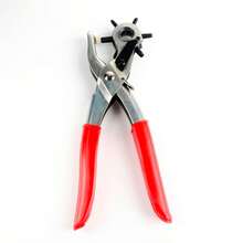 1pc Red Leather 6-Hole Leather Punch, Leather Hole Punch, Punch Tool/Round Hole Punch Multi-Function Belt Hole Punch Pliers, Round Hole Oval Hole Punch For Belts, Leather Goods, Paper
