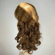 LULU HAIR loiro ondulado Peruca frontal de renda 13*4, 100% cabelo humano natural, repartição livre.60cm - ouro - Visão 3