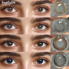 FRESH LADY 1 Pair Freshlady Contact Lens 14.20mm Colored Contact Lenses 2pcs Yearly Disposable, 40%Water, Brown/Grey, Suitable For Eye Makeup And Beauty Enhancement, Christmas - 0 - View 2