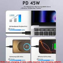 45W USB Type-C Cable, 5A Fast Charging Dual USB-C Data Cable, Compatible With Galaxy S25 Ultra/S25/S25+, S24 Ultra/S24/S24+, S23 Ultra/S23/S23+, S22 Ultra/S22/S22+, S21 Ultra, Note 20/Note 10, Z Fold 3 Fast Data Cable