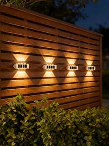 4 sztuki zasilanych energią słoneczną lamp ściennych LED 3/6/8 o podwójnym kierunku świecenia w kształcie diamentu, nowoczesne oświetlenie ogrodowe, wodoodporne oświetlenie ogrodzeń tarasowych, odpowiednie do nowoczesnych oświetleń nocnych, dekoracja ogrodzeń tarasowych, stałe oświetlenie w deszczową pogodę - Biały - Zobacz 6