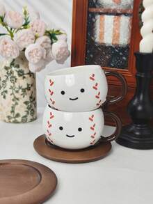 一套可爱表情杯碟，耐热竹制餐具，大容量马克杯，家用咖啡杯，适合下午茶、拉花，礼品 - 彩色 - 查看 10